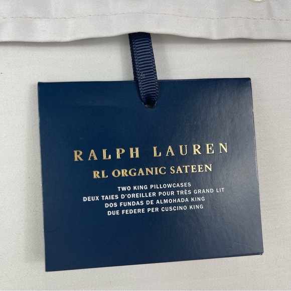 Ralph Lauren Organic Sateen Cotton King Pillowcase Set (2) Platinum $130 NWT - Picture 6 of 10